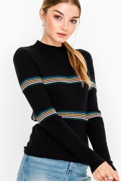 Follow the Rules Black Ribbed Mock Neck Top