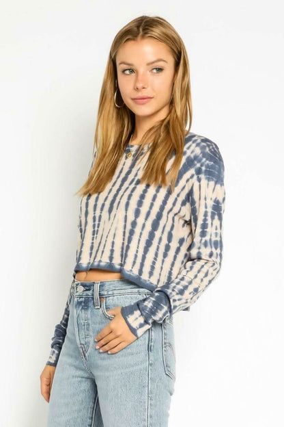 Manny Nude and Navy Tie-Dye Sweater Top