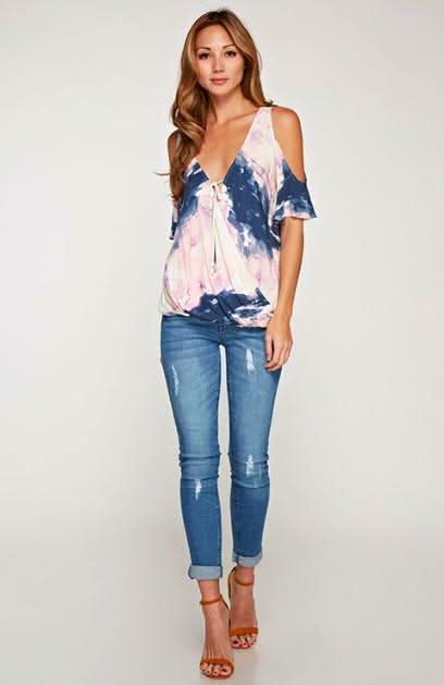 Dream On Pink & Blue Tie-Dye Top