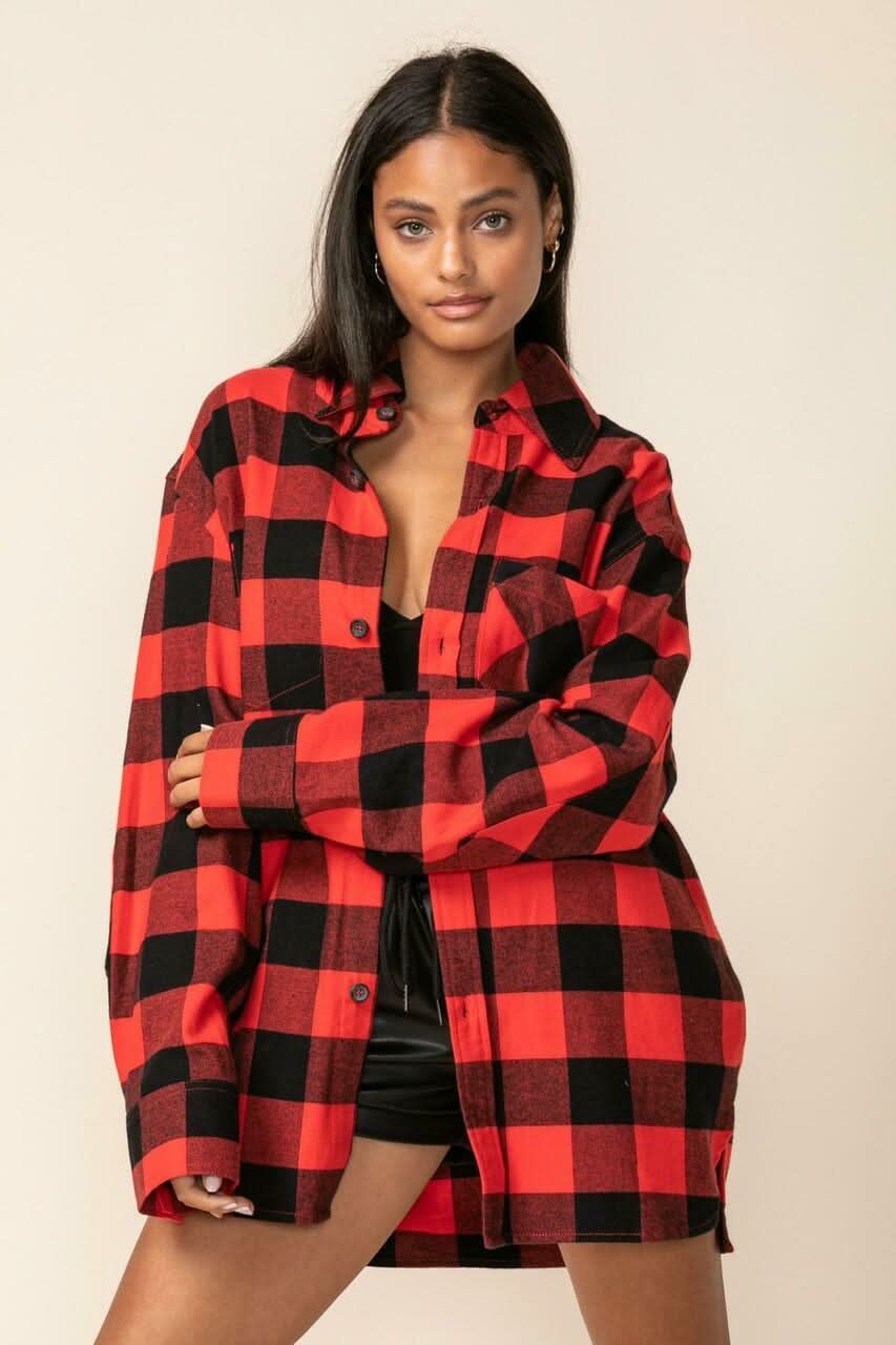 Gameday Red Buffalo Plaid Shacket