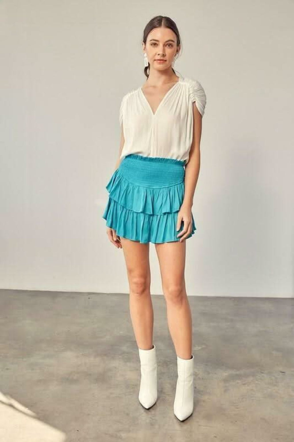 Monaco Jade Blue Ruffle Skirt