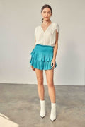 Monaco Jade Blue Ruffle Skirt