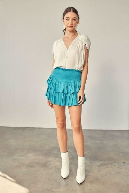 Monaco Jade Blue Ruffle Skirt