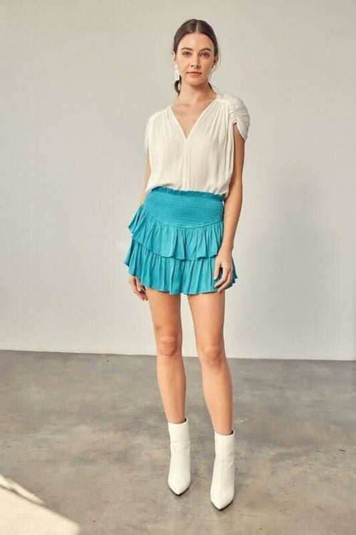 Monaco Jade Blue Ruffle Skirt