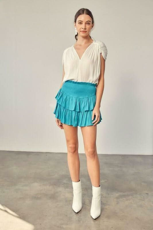 Monaco Jade Blue Ruffle Skirt