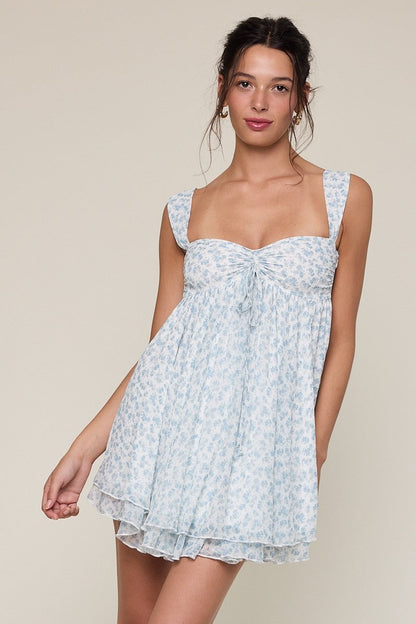 Layla Ditsy Blue Floral Babydoll Mini Dress