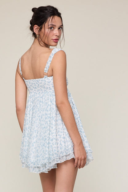 Layla Ditsy Blue Floral Babydoll Mini Dress