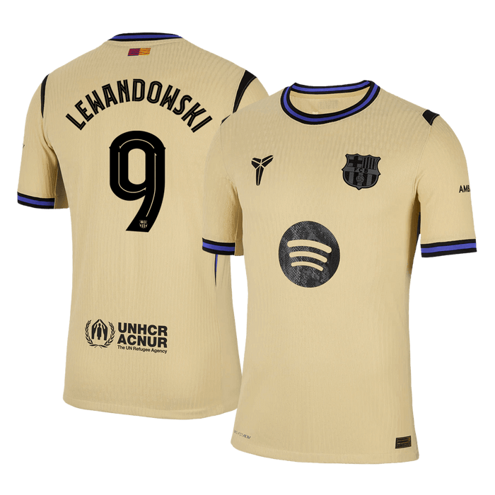 LEWANDOWSKI #9 Barcelona Away Authentic Soccer Jersey 2025/26 - UCL