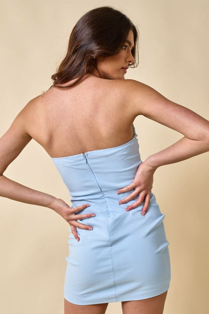 Edie Light Blue Strapless Mini Dress