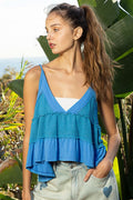 Luv Pacific Blue V-Neck Tank Top