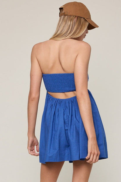 Mckenna Persian Blue Strapless Mini Dress