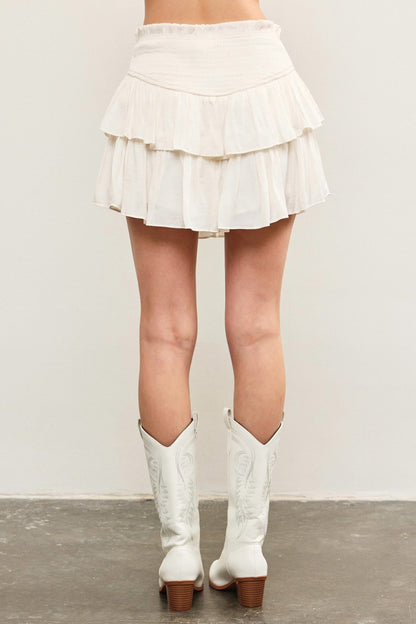 Monaco White Ruffled Skort