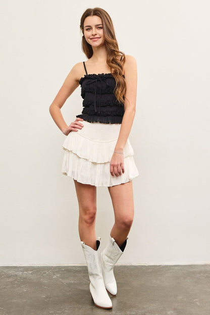 Monaco White Ruffled Skort