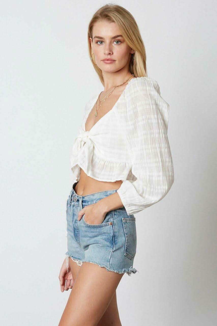 Meant To Be White Puff Sleeve Crop Top