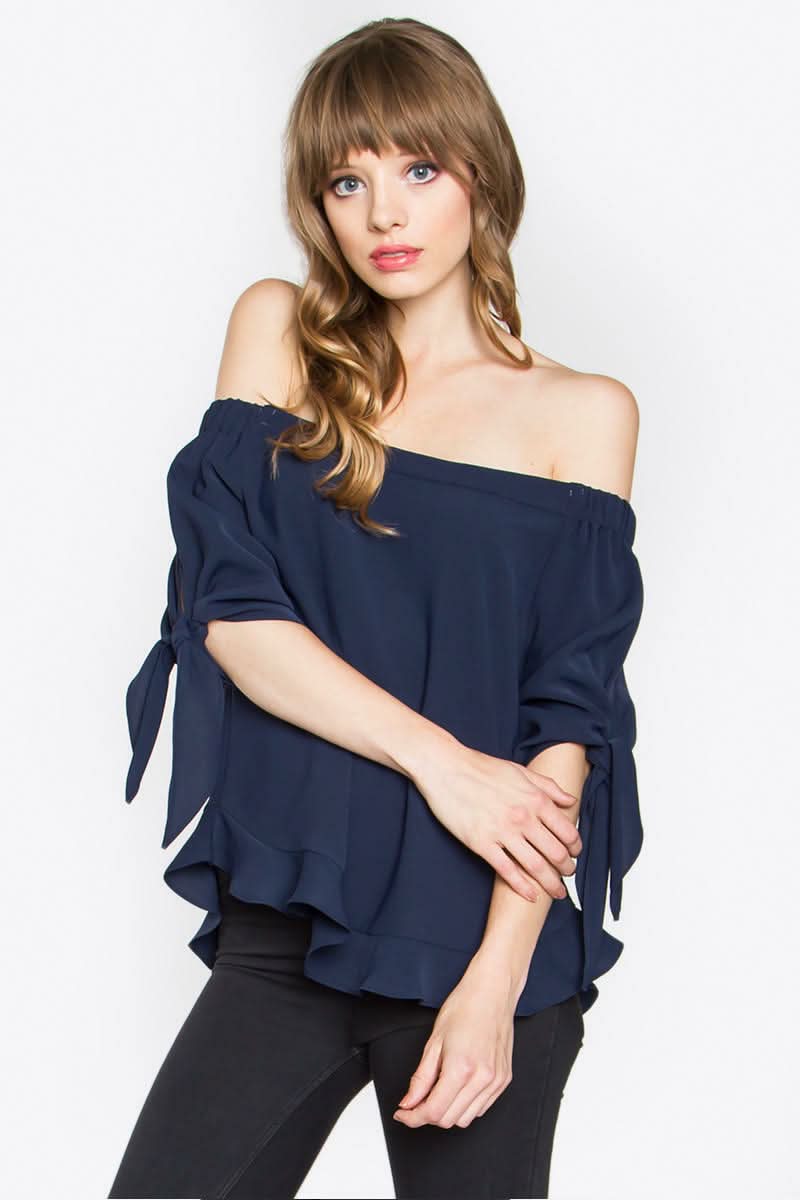 Freya Navy Off-The-Shoulder Top