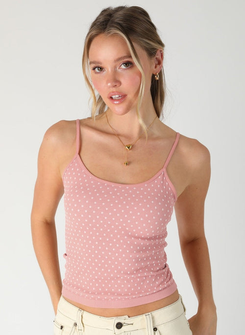 NIKIBIKI Blush Pink Polka Dot Tank Top
