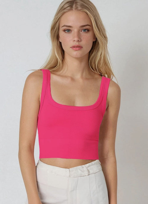NIKIBIKI Fuchsia Cropped Chevron Tank