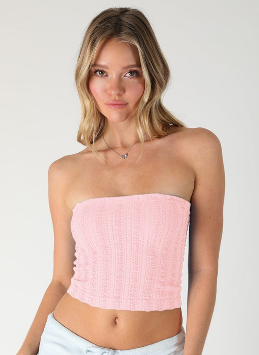 NIKIBIKI Light Pink Textured Tube Top