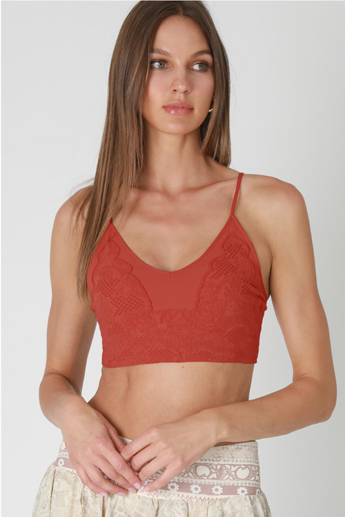 NIKIBIKI Rust Lace Embroidered Bralette