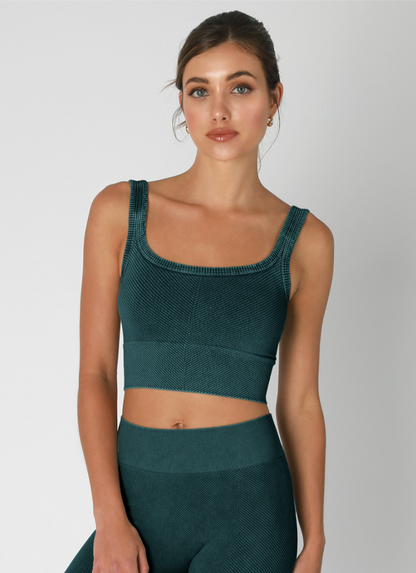 NIKIBIKI Vintage Emerald Teal Cropped Chevron Tank