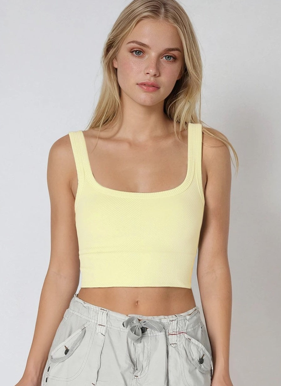 NIKIBIKI Yellow Cropped Chevron Tank