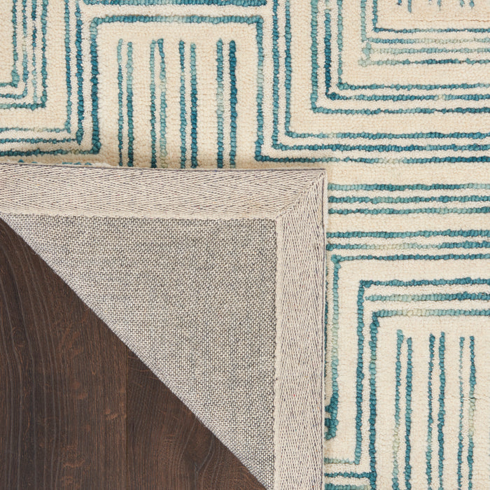 Nourison Home - Interlock Ivory/Turquoise Area Rug ITL06