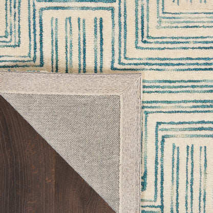 Nourison Home - Interlock Ivory/Turquoise Area Rug ITL06