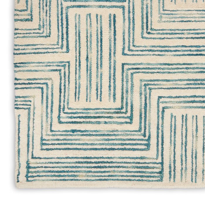 Nourison Home - Interlock Ivory/Turquoise Area Rug ITL06