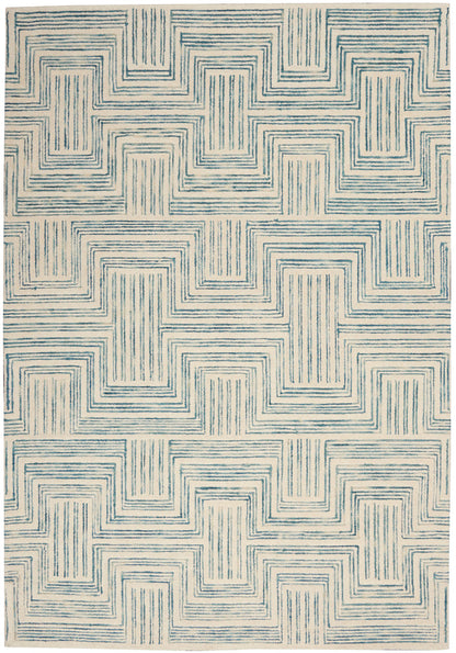 Nourison Home - Interlock Ivory/Turquoise Area Rug ITL06