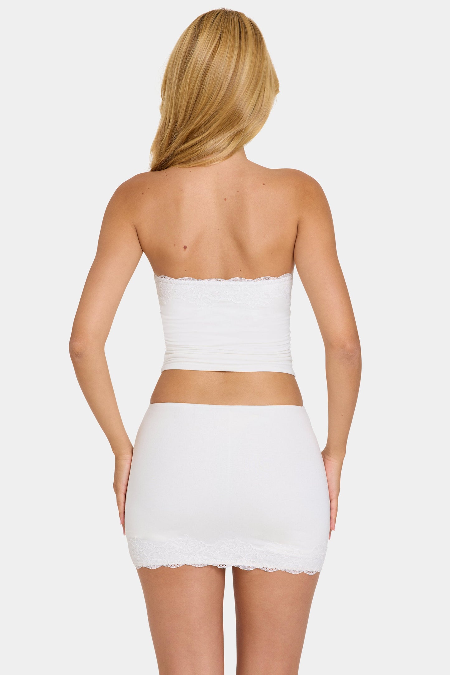 Modal Lace-Trim Bandeau Top in Coconut