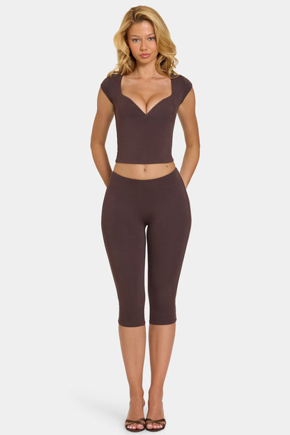 Modal Capri Leggings in Chocolate