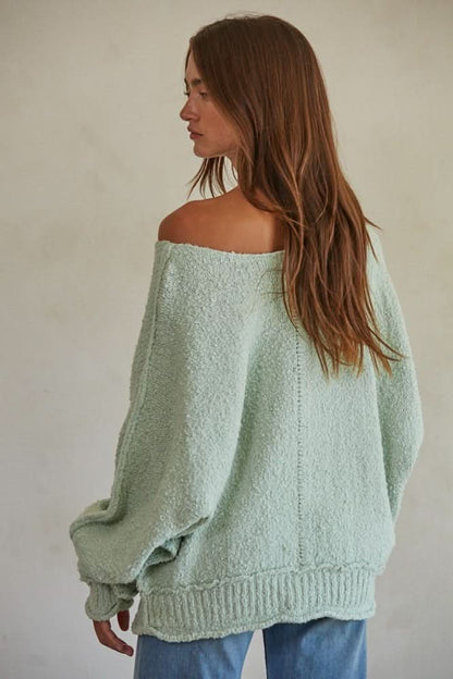 Elara Mint Knit Pullover Sweater