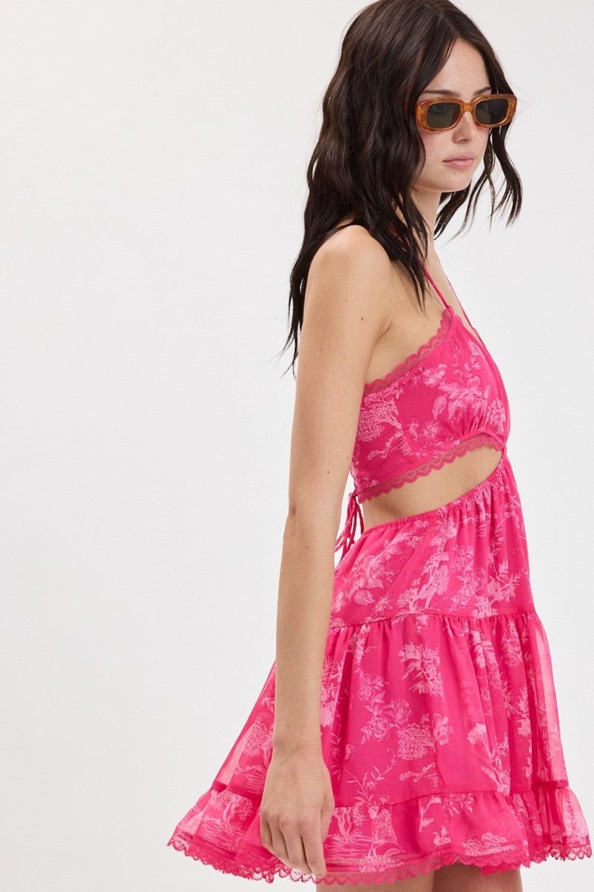 Garden Muse Hot Pink Floral Halter Dress