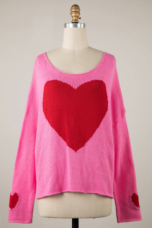 Love Ya Pink Oversized Heart Sweater