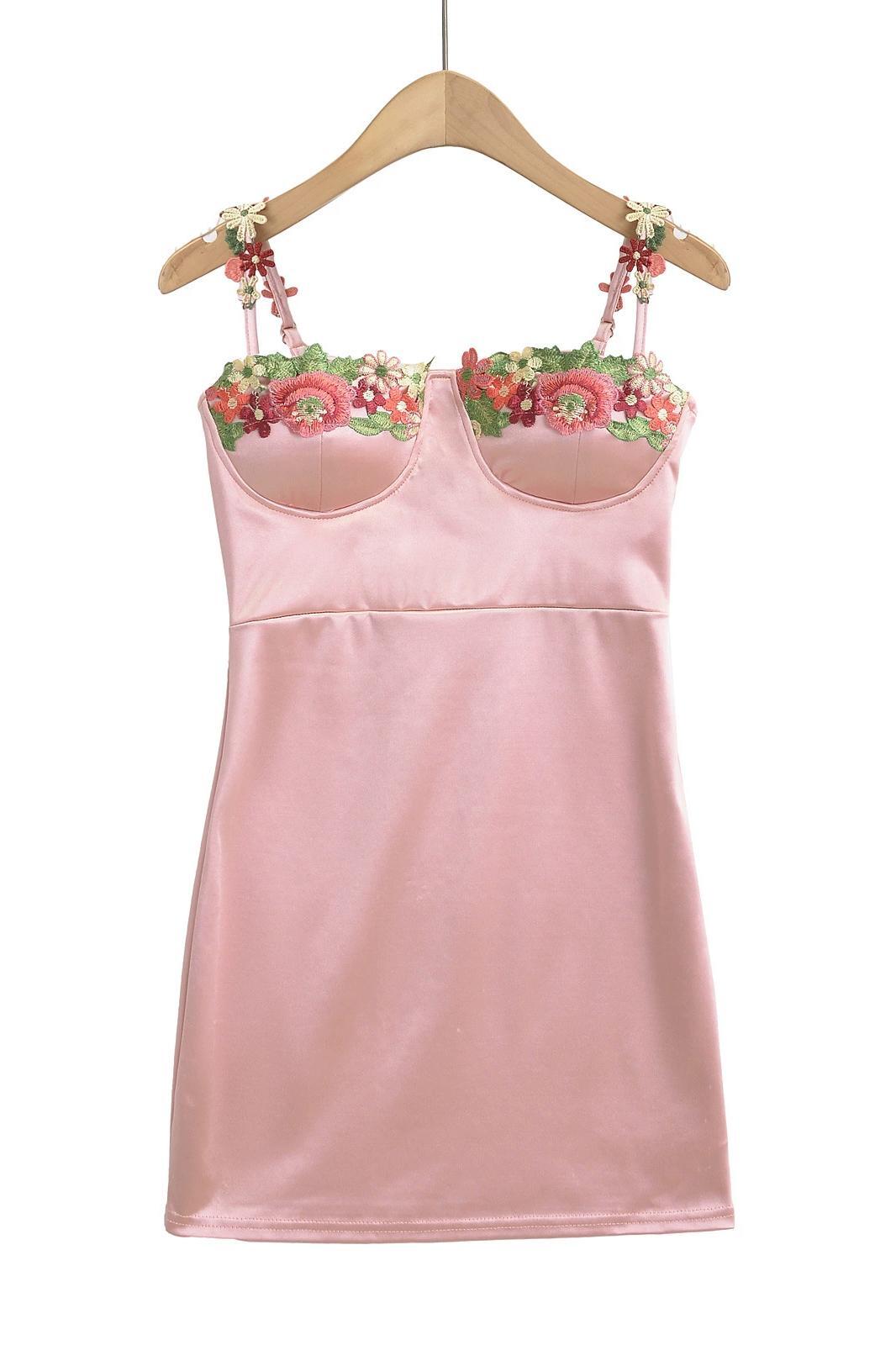 Green Floral Embroidery Short Princess Dress