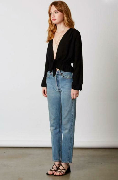 Mirabella Black Cinched Front Tie Top
