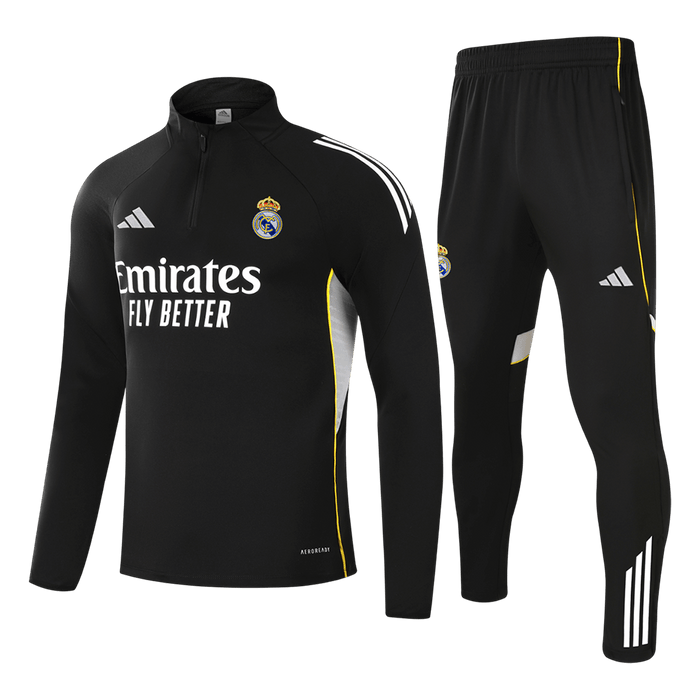 Real Madrid 1/4 Zip Tracksuit 2025/26 Kids Black