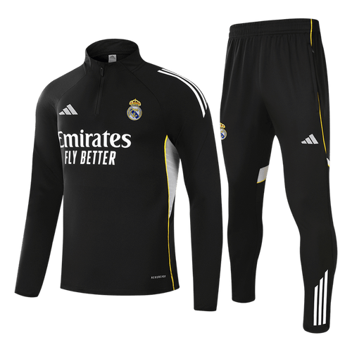 Real Madrid 1/4 Zip Tracksuit 2025/26 Kids Black