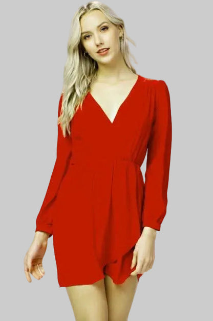 Hannah Cranberry Red Long Sleeve Wrap Dress