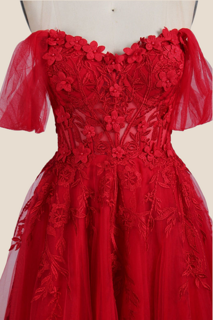Green Floral Embroidery Strapless A-line Formal Dress