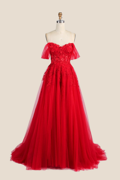 Green Floral Embroidery Strapless A-line Formal Dress
