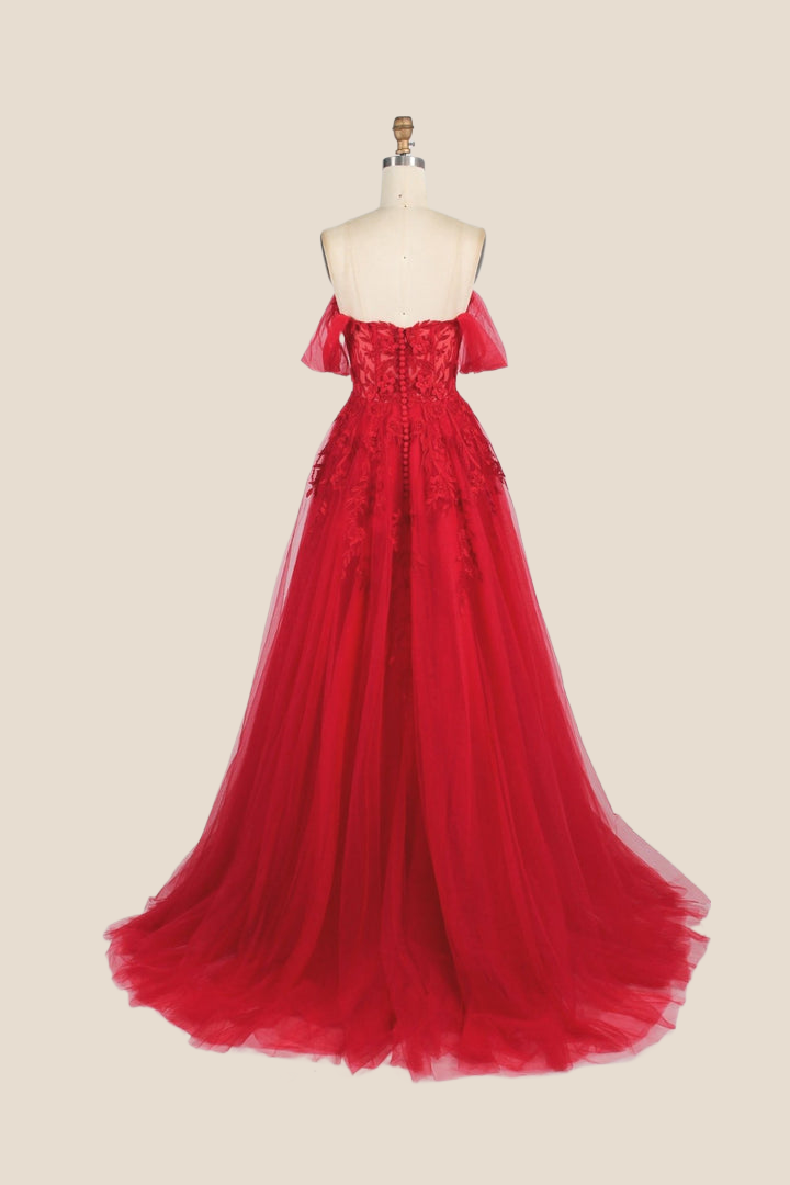 Green Floral Embroidery Strapless A-line Formal Dress