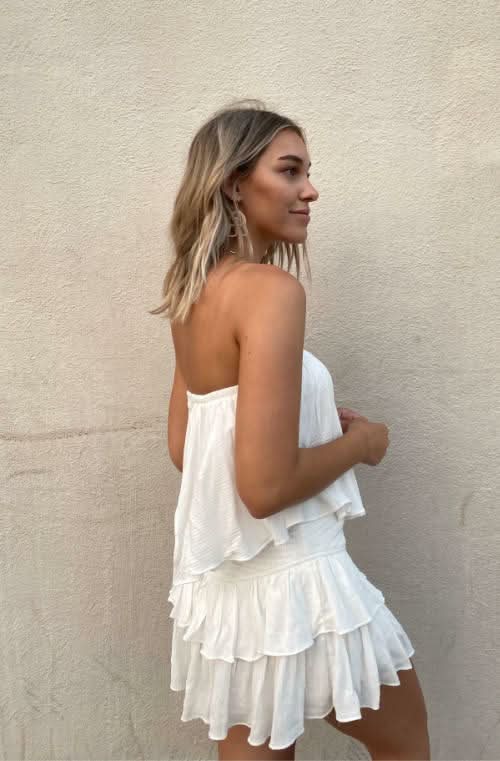 Monaco White Strapless Romper