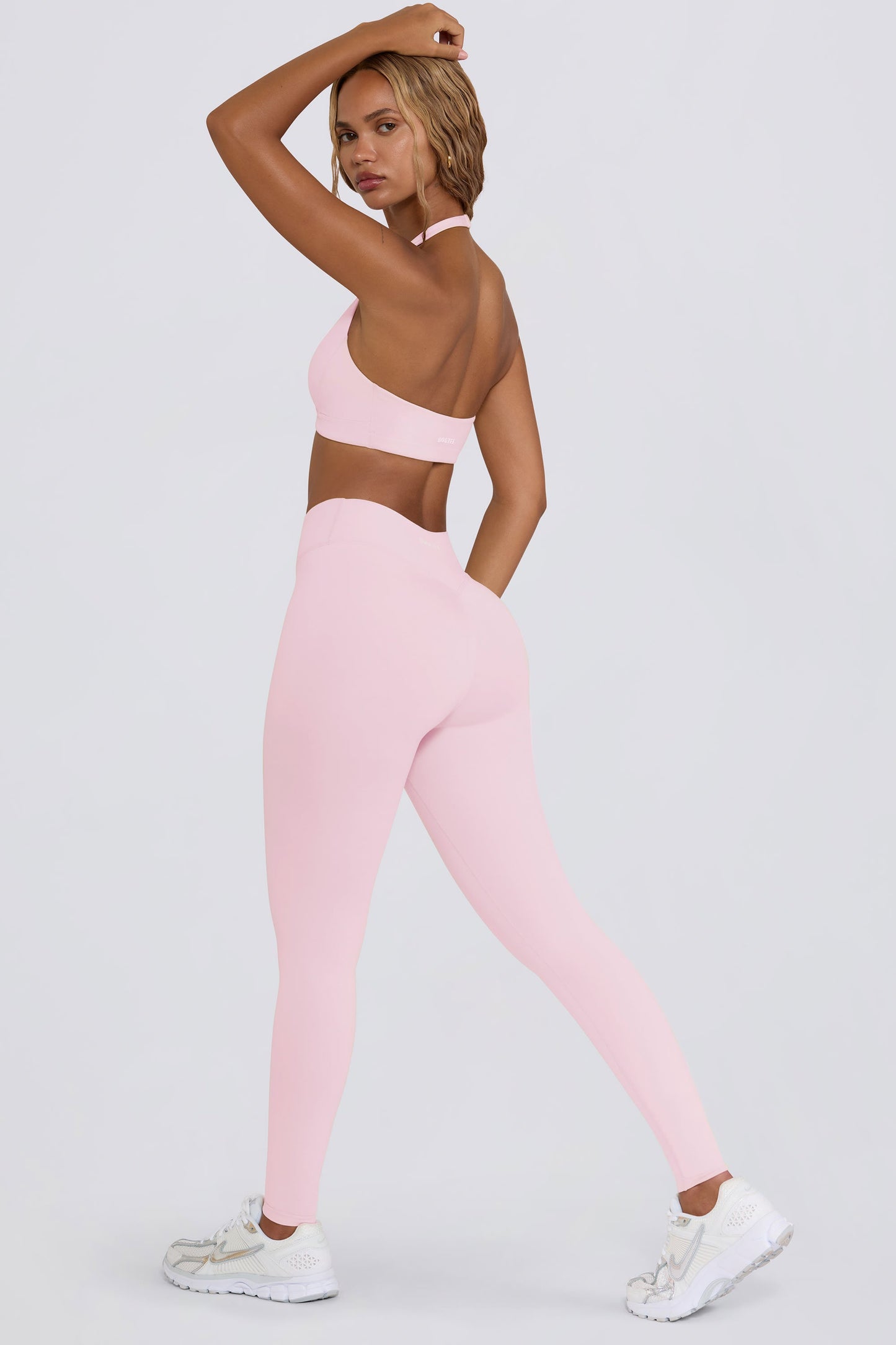 Brushed Jersey Ruched Mid-Rise Leggings in Bloom