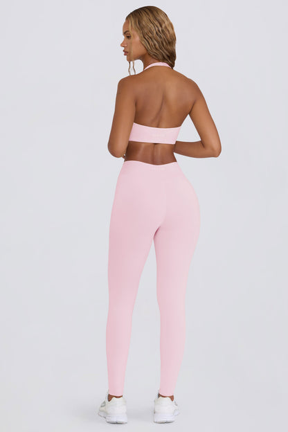 Brushed Jersey Ruched Mid-Rise Leggings in Bloom