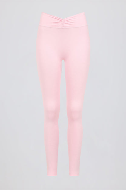 Brushed Jersey Ruched Mid-Rise Leggings in Bloom