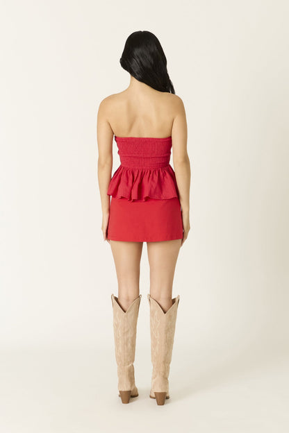 Genevieve Red Peplum Tube Top