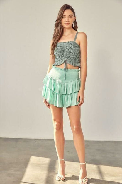 Monaco Milky Green Ruffle Skirt