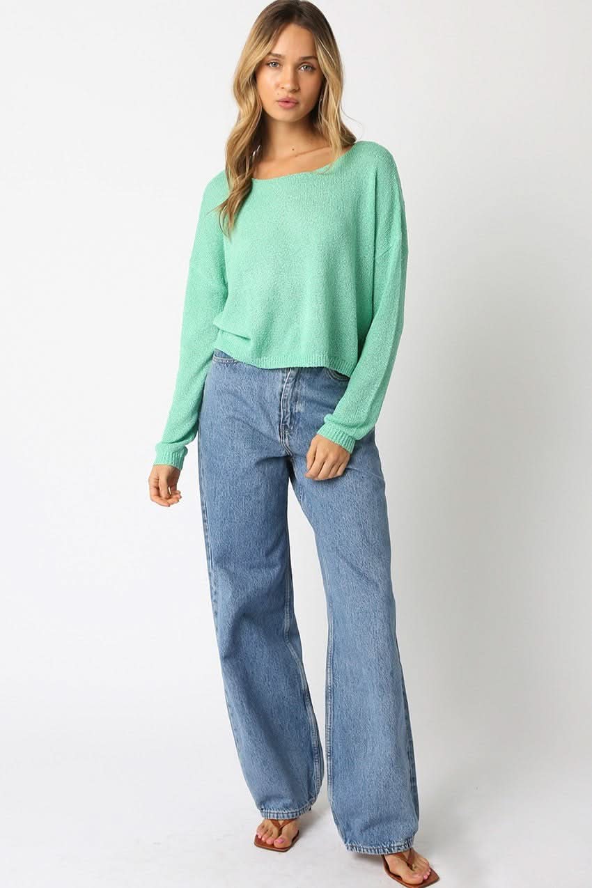 Micah Mint Cropped Knit Sweater