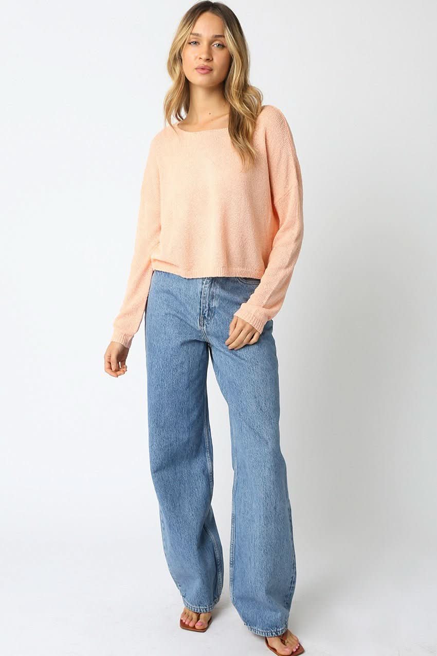 Micah Peach Cropped Knit Sweater